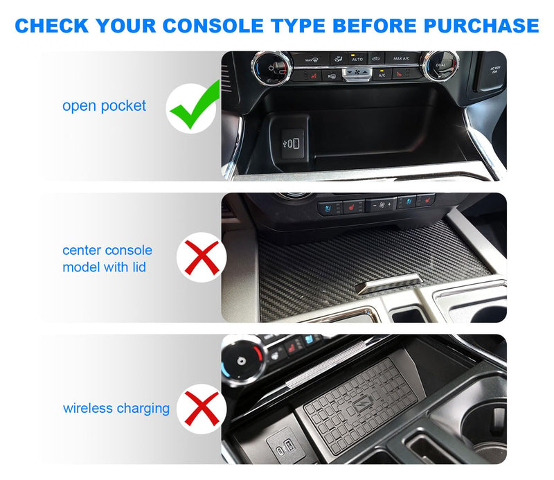 Center Console Organizer for F150 2021-2025 / Lightning XLT 2022-2024 with Rubber Liners and USB Hole Keep Clean and Organized Deep Center Console tray Perfect for F150 Right in Front Shifter|Upgrade| 2025 Upgrade