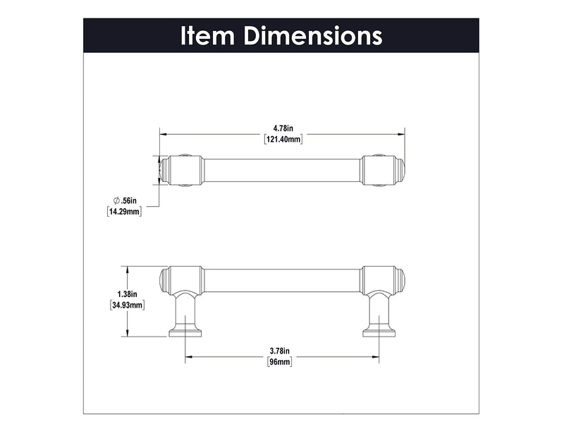Hickory Hardware Kitchen Cabinet Handles, Drawer Pull for Doors & Dresser Drawers, Hardware for Bathroom, 3-3/4 Inch (96mm) Hole Center, Brushed Golden Brass, Piper Collection (Pack of 2) 3-3/4 inch (96 mm) Center to Center (Pack of 2)