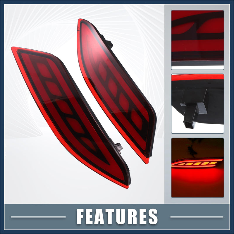 Rear Bumper Reflector LED Fog Brake Tail Turn Signal Light 33505T7SA01 33555T7SA01 Red Yellow for Honda HR-V 2015-2021 Red Lens (Set of 2) Stylish Design