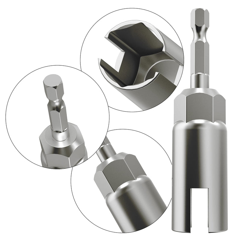 4 Pack (9mm,12mm,15mm,18mm) 1/4 Inch Hex Shank Nut Driver, Power Wing Nut Driver Set Bit Socket Wrenches Tools Set Slot Wing Nuts Drills Bits for Panel Nuts Screws Eye C Hook Bolt 4 Pack 4 Size