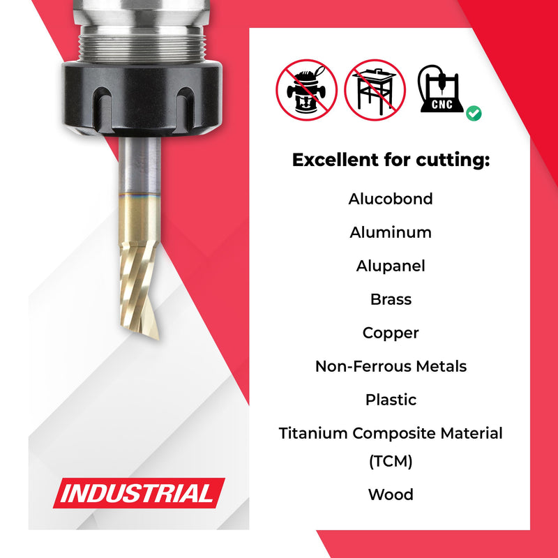 Amana Tool CNC Solid Carbide Spiral O Flute Up-Cut, Aluminum Cutting Router Bit, ZrN Coated, 51810-Z, 1/4 D x 1/2 CH x 1/4 SHK x 2 Inch Long 1/4 inch x 2 inches