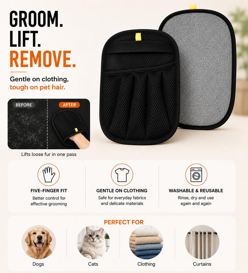 'Kin Pet Hair – Ultimate Pet Hair Removal Kit | Reusable Pet Hair Roller, Hair Removal Glove & Scraper for Dog & Cat Hair from Sofas, Carpets, Furniture & Car Interiors | Complete reusable pet hair remover kit with roller, glove, scraper and cotton sto...