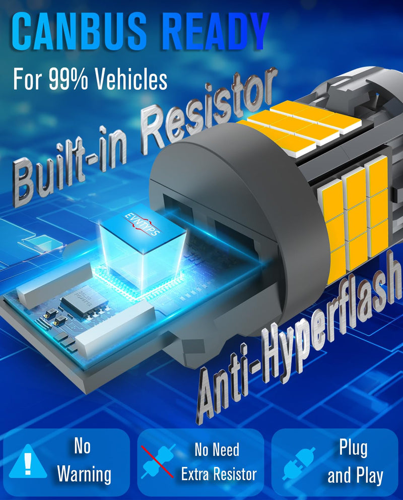 3157 LED Turn Signal Bulb Anti Hyper Flash,3057 LED Bulbs With Built in Resistor,3156 LED Amber Yellow CANBUS Error Free,3457a 3457 4157 Front Rear LED Blinker Bulb for Car Trucks(2pcs) 3156/3157