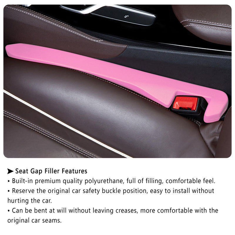 Junecarp Car Seat Gap Filler 2 Pack,Car Gap Filler Organizer to Impede Items from Dropping,Essential Interior Car Accessories Seat Gap Plug (Pink) Pink/2pcs