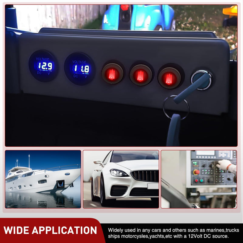 Nilight 5Pcs Waterproof Round Rocker Toggle Red LED Switch 12V 20A 3 Pin ON Off SPST for Car Truck Boat Marine Automotive RV with Locked Terminal Wires 5Pcs Red