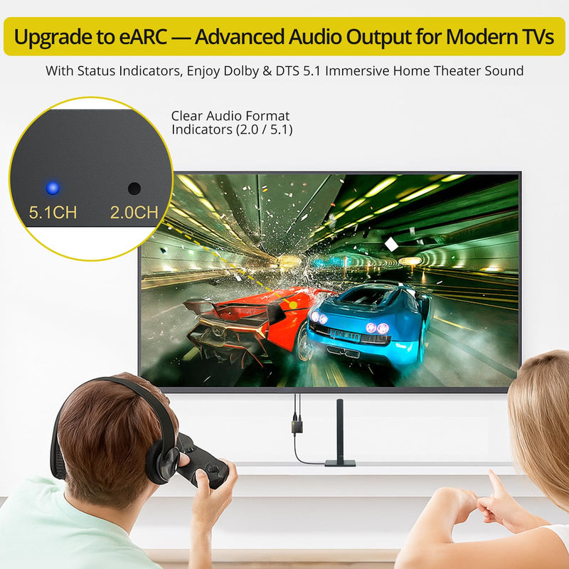 PROZOR eARC/ARC to Optical Audio Extractor, Enhanced eARC Audio Converter Supports Dolby/DTS 5.1, 192KHz HDMI eARC/ARC to Optical Toslink Adapter for TV to Soundbar Amplifier Home Theater 7ft Long eARC/ARC to Optical 7ft