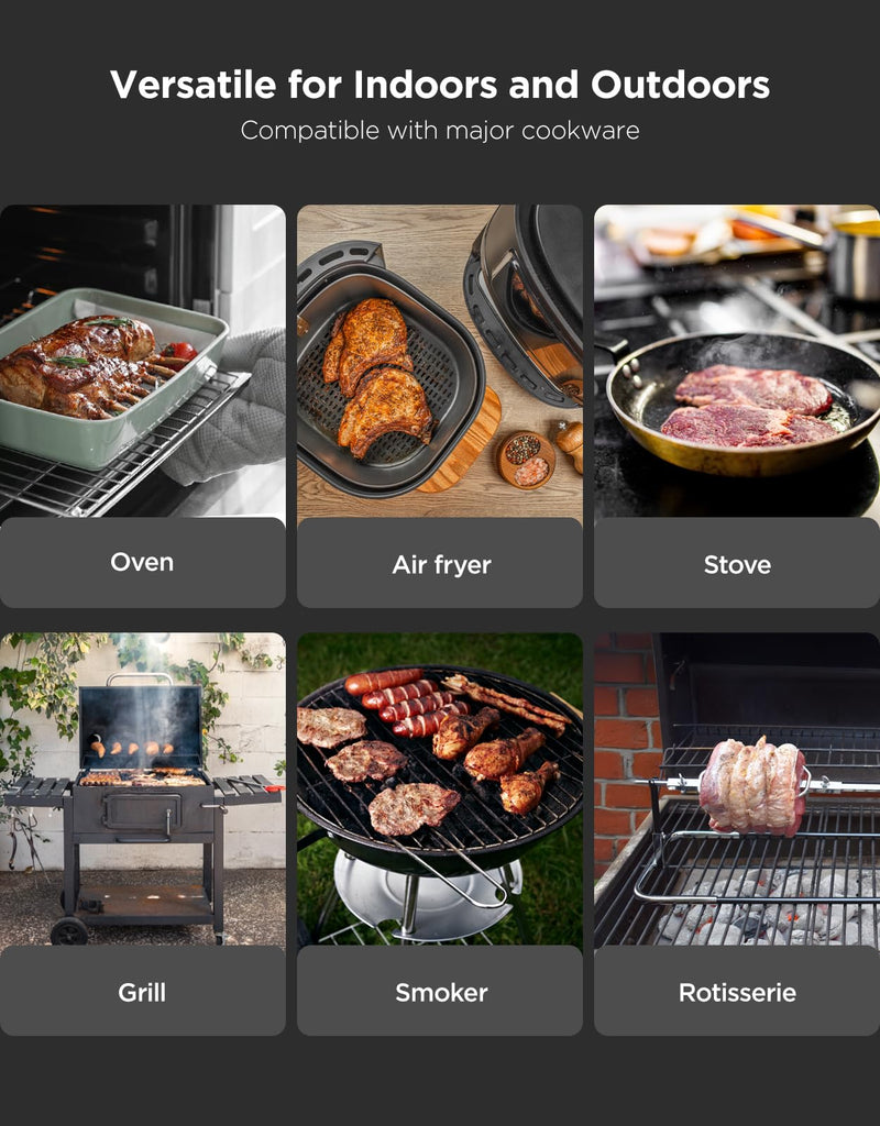  [AUSTRALIA] - GoveeLife Bluetooth Wireless Meat Thermometer with Digital Standalone LCD Base, WiFi Unlimited Range, ±1.8℉ Accuracy, Food Grade Internal Ambient Sensor Probes for Kitchen, BBQ, Grill, Oven, Smoker 1 Probe