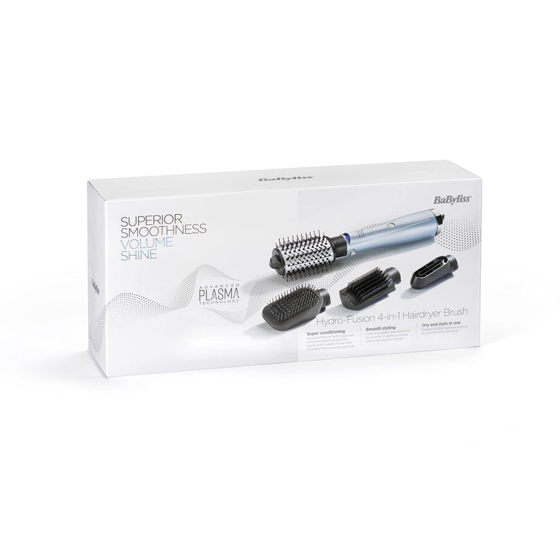 BaByliss Hydro-Fusion 4-in-1 Hair Dryer Brush - 1000W Anti-Frizz Air Styler, Dry, Smooth, Volume, Straighten in One Step, Blue, 2774U Single