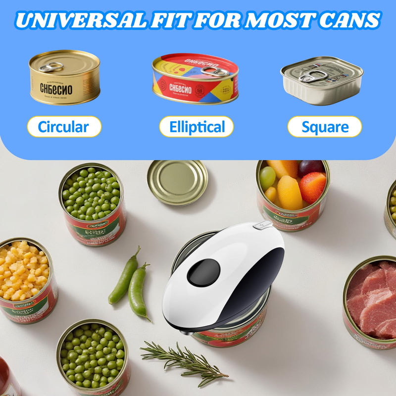 USB Rechargeable Electric Can Opener - Battery Operated, One Touch Auto Operation, Magnetic Lid Holder & Smooth Edge Cutting, Cordless & Hands Free Tin Opener for Seniors, Works with All Standard Cans Black