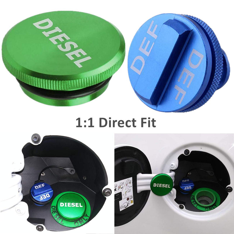Diesel Fuel Cap for Dodge Ram, Aluminum Factory Combo Pack - Magnetic Diesel Fuel Cap & DEF Cap for RAM 1500 2500 3500 Trucks (2013-2019) Diesel+DEF Cap for 2013-2019 Ram