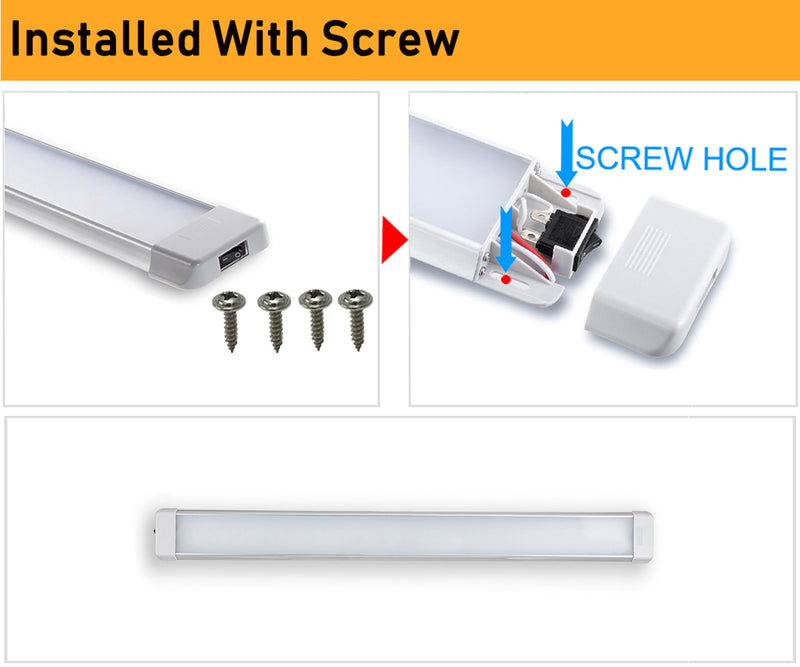 LED Interior Utility Light Fixture 30.3" x 2.6", High Lumen-Output Low Current Draw Energy Efficient, Frosted Lens 6000K Cool-White Even Diffused Beam, On/Off Rocker Switch 12V-24V DC, 1-Pack 30.3" x 2.6"