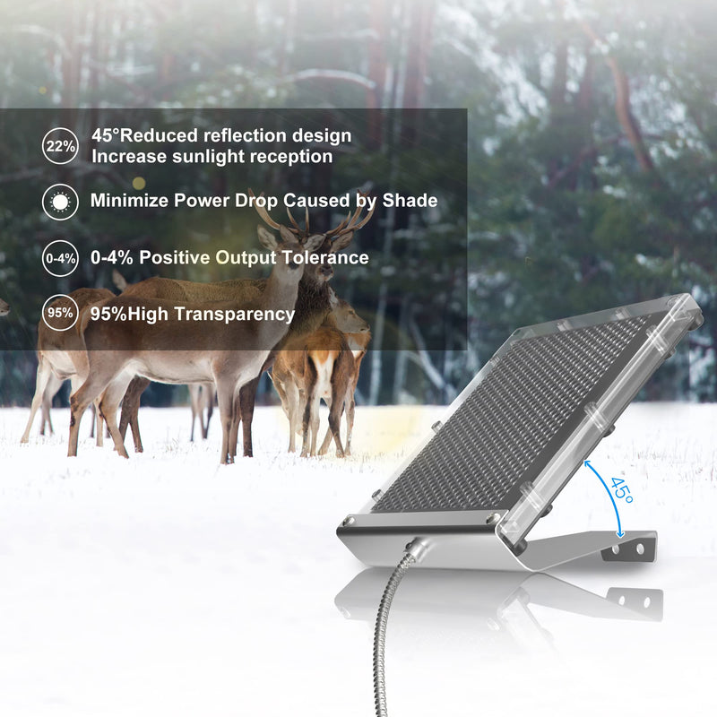 POWOXI 12V 1.7W Solar Panel for Deer Feeder Waterproof Solar Battery Charger with Mounting Bracket Alligator Clip Feeder Solar Panel 12 Volt