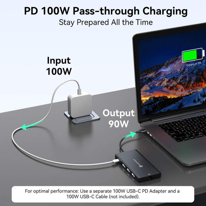 USB C Docking Station 3 Monitors 100W PD 12 in 1 Thunderbolt to Triple Displayport Monitors Docking Station USB C Hub Multiple Adapter, 2xUSB-C 3.2, 2xUSB-A 3.0, SD Card, 1000Mbps Ethernet Light Grey
