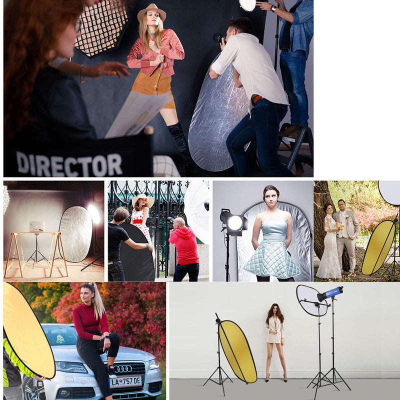 Photography Light Reflector with Clip 5 in 1 Portable 60x90cm/24x35inch Oval Collapsible Multi Disc Photography Studio Photo Camera Lighting Reflector Diffuser Clip60x90cm 5in1