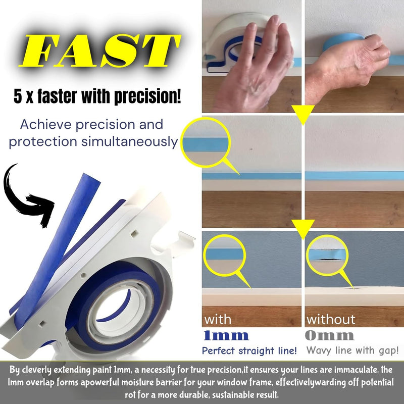 2026 Painters Tape Applicator, Masking Tape Dispenser with Scraper, Masking Paint Tape Applicator Set for Painting Trim, Wall and Floor Painting Includes one roll of Tape