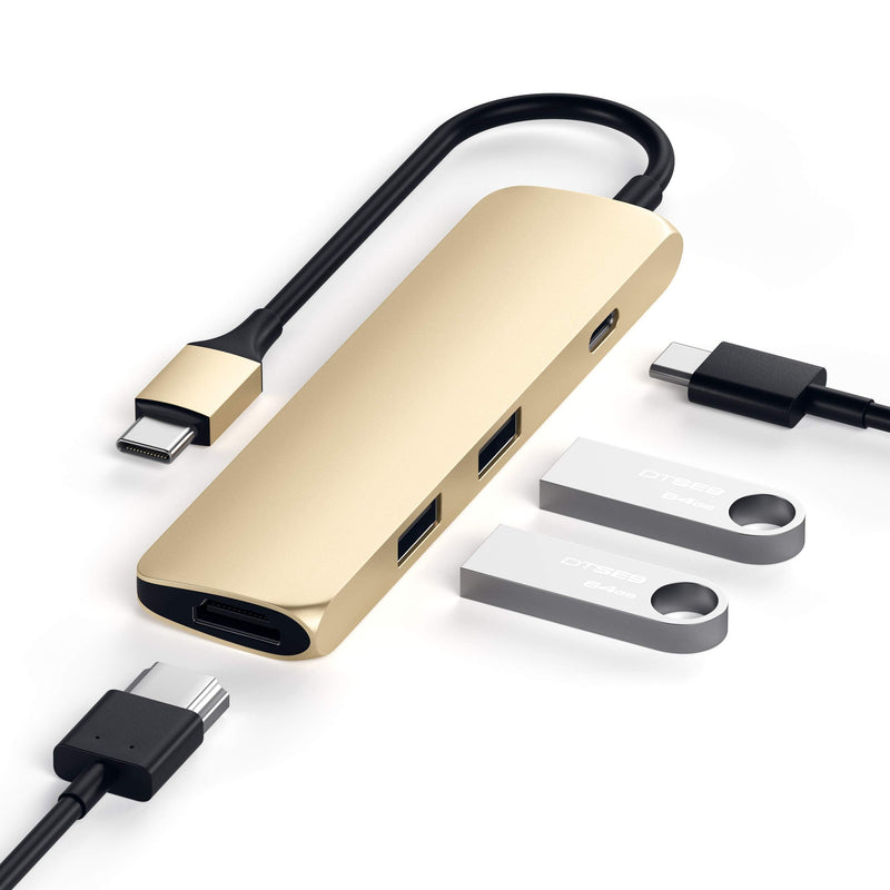 Satechi 4 in 1 USB C Hub Multiport Adapter (Gold - Slim Classic)