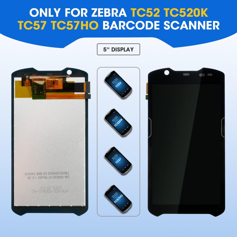 TC52 LCD Screen with Touch Digitizer for Zebra TC52 TC520K TC57 TC57HO Barcode Scanner Handheld Mobile Computer, High-Resolution Display Replacement