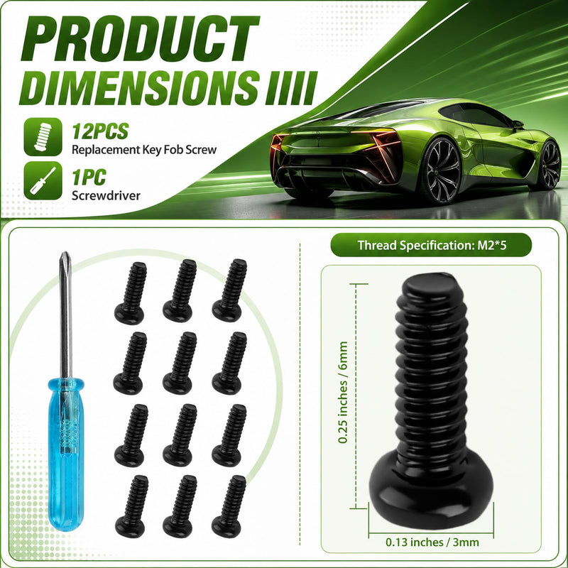 12PCS M2*5 Car Key Fob Screws OEM#35116-SDA-A11,Stainless Steel Key Fob Repair Kit Compatible with Honda Accord Odyssey,Replacement Keys Shell Screws Kit with Screwdriver