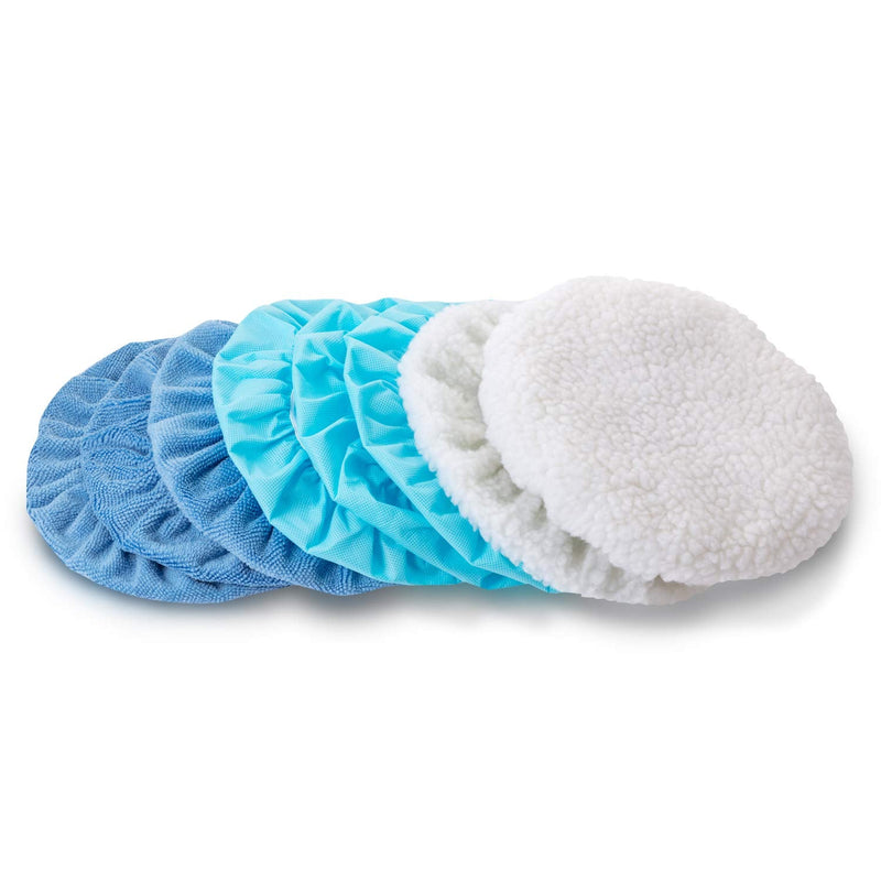 20 Pieces Car Orbital Buffer Polisher Pad Bonnet Microfiber Max Bonnet Polishing Buffing Pad Cover(5-6 Inches) 5-6 Inches Blue