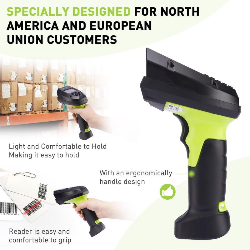 2D Wireless Barcode Scanner, Portable Inventory Scanner & Data Collector with 2.0 Inch LCD Screen and 2.4G Wireless Dongle Built in Stand for Warehouse, Express, Library,Pharmacy,Supermarket 2D Inventory Scanner