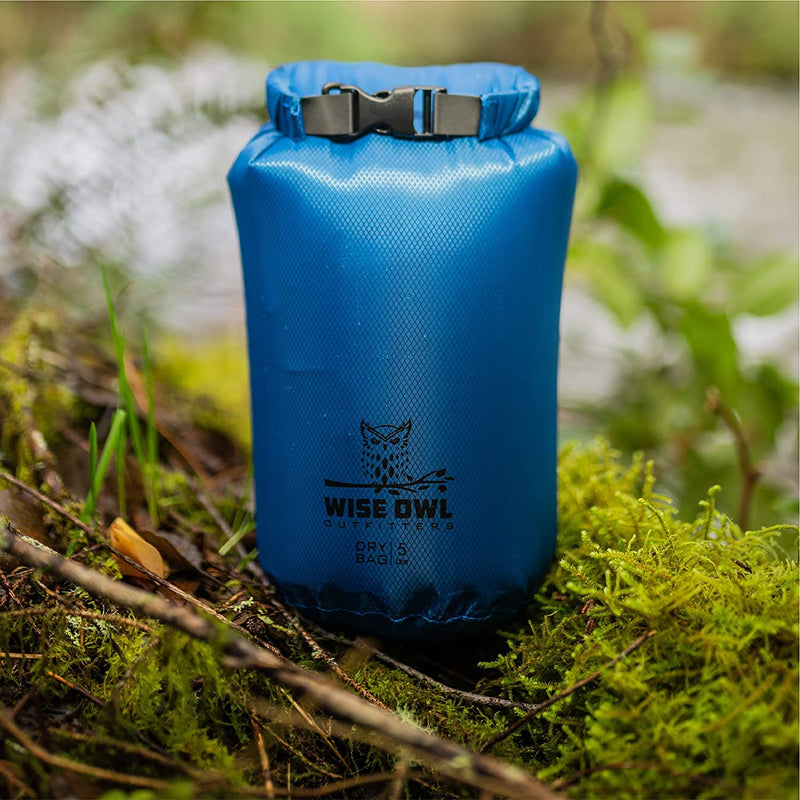 Wise Owl Outfitters Waterproof Dry Bag 3-Pack – Lightweight & Airtight 5L/10L/20L Small & Large Dry Bags for Kayaking, Beach, Travel, Boating, Hiking Blue