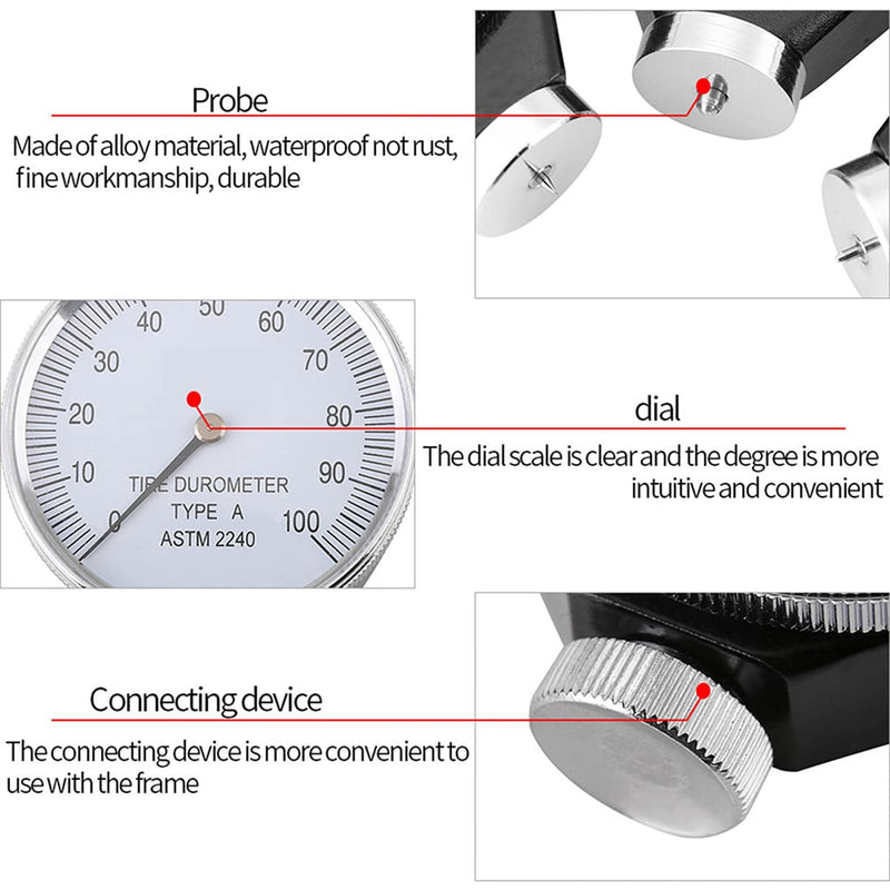 Hardness Tester, Shore Type A Durometer, Rubber Shore Type Durometer Hardness Meter Tester 0-100 HA(A Type)