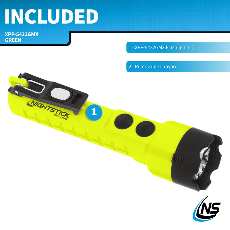 Nightstick XPP-5422GMX X-Series Intrinsically Safe Dual-Light Flashlight with Dual Magnets, Green/Black Green/Black - 2 magnets
