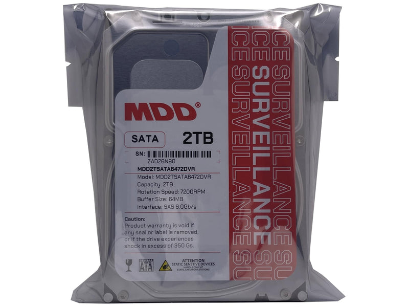 MDD 2TB 64MB Cache 7200RPM SATA 6.0Gb/s 3.5inch Internal Surveillence Hard Drive - MDD2TSATA6472DVR