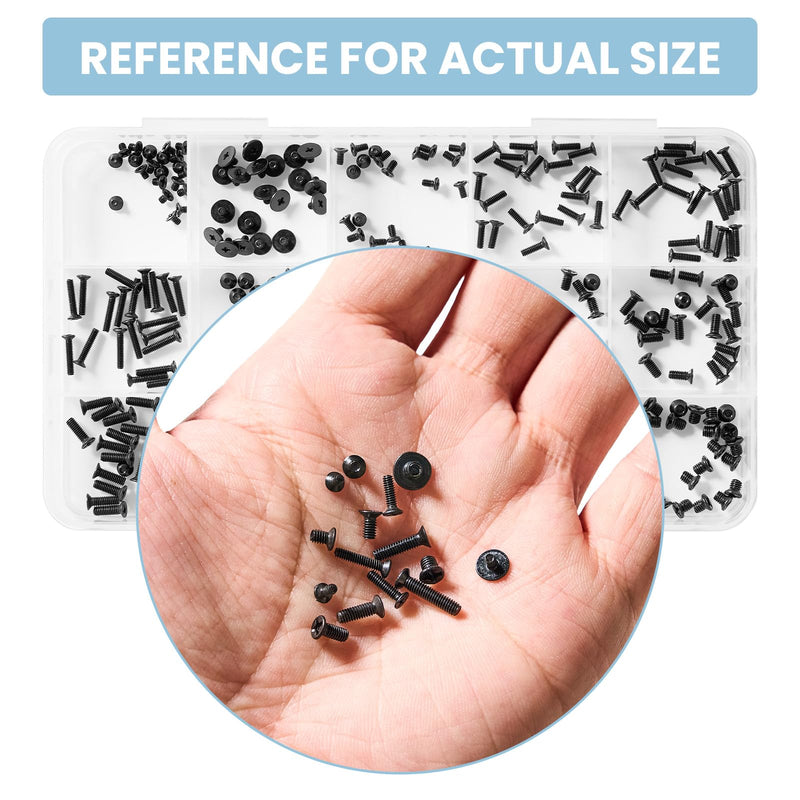 300Pcs Laptop Screws Notebook Computer Tiny Screw Kit 15 Sizes | M2 M2.5 M3 Laptop Replacement Computer Screws for Motherboard SSD PC Fan Hard Drive