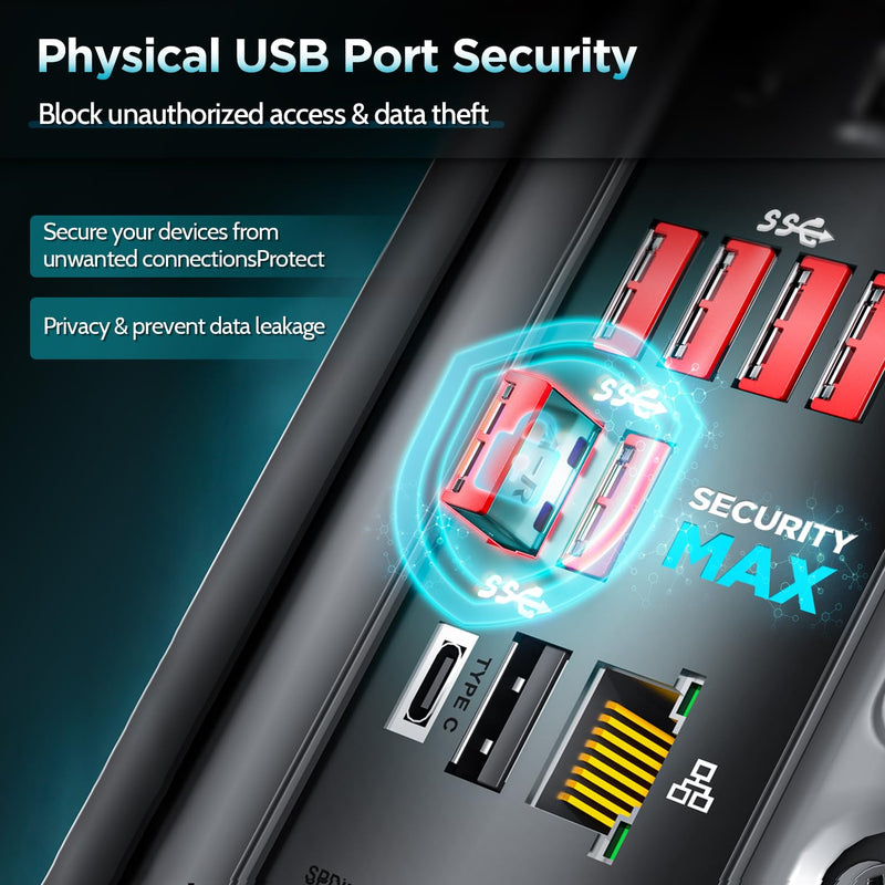 USB-A Port Locks 100-Pack 10 Keys Dust-Proof&Physical Security Red | PHYSICAL SECURITY Insert, Dual-keyhole Damage-free Removal, Dust&Waterproof, for Server Rack, Data Center, IT Enterprise