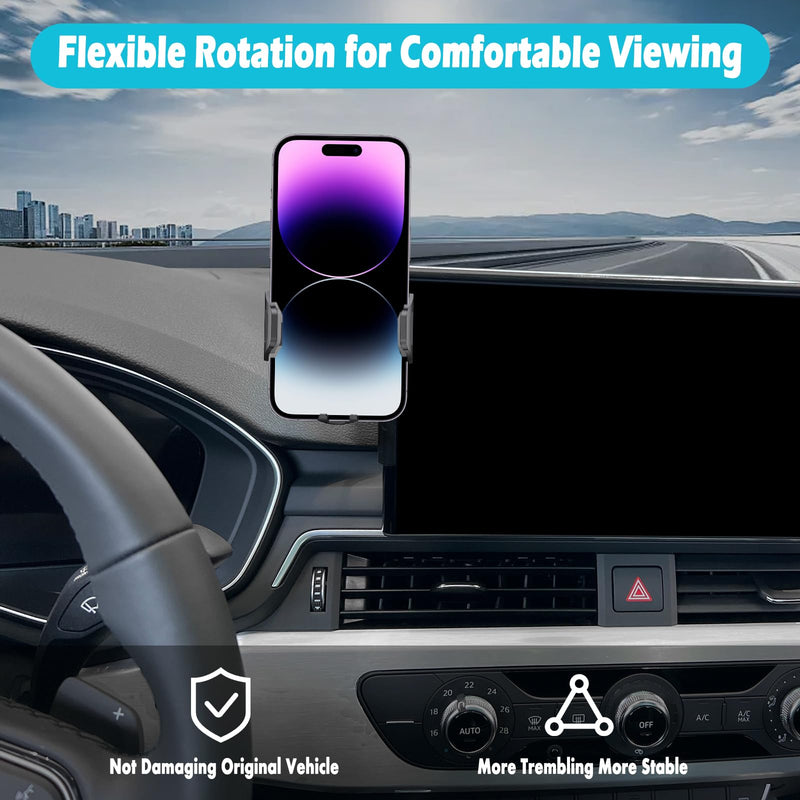 Car Phone Holder with Glasses Case Fits for Audi A4 2020-2024/A5 2020-2024/Q5 2021-2024 Accessories(Only fit for 10.1-Inch Screen),Thick Cases Friendly,Cell Phone Mount for 4.7-7 in Phones A4 A5 2020-2024/Q5 2021-2024(10.1 in Screen)
