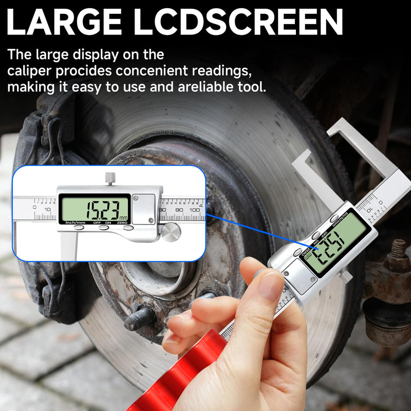 Digital Outside Groove Caliper, Disc Brake Rotor Micrometer, Digital Vernier Calipers Measuring Tool for Disc Brake, Brake Measuring Tool wtih Caliper- Inch/Metric Conversion (2 Inch/50mm)
