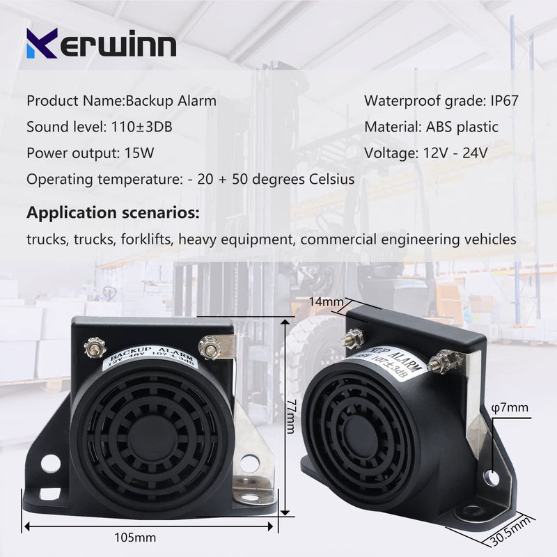 Backup Alarm for Trucks 12V-48V 107±3DB,Waterproof Reversing Truck Backup Alarm with Super Loud Beeper Tone for Commercial Trucks Industrial Heavy Construction Vehicles 1PC Square