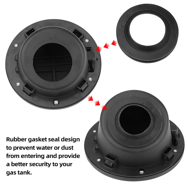 Fuel Filler Door Cap Black Gas Cover Cap Compatible with Jeep Wrangler 2007-2017 JK & Unlimited 2 door and 4 door + US Flag stickers cross bar Accessories，Aluminum+ABS Accessories