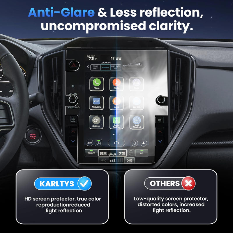 Karltys 2PCS Screen Protector for 2024-2026 Subaru Crosstrek (Premium/Sport/Limited/Wilderness), 11.6 inch 9H Tempered Glass HD Navigation Screen Cover for Subaru Crosstrek Touchscreen Film [Anti-Glare & No Fingerprint]