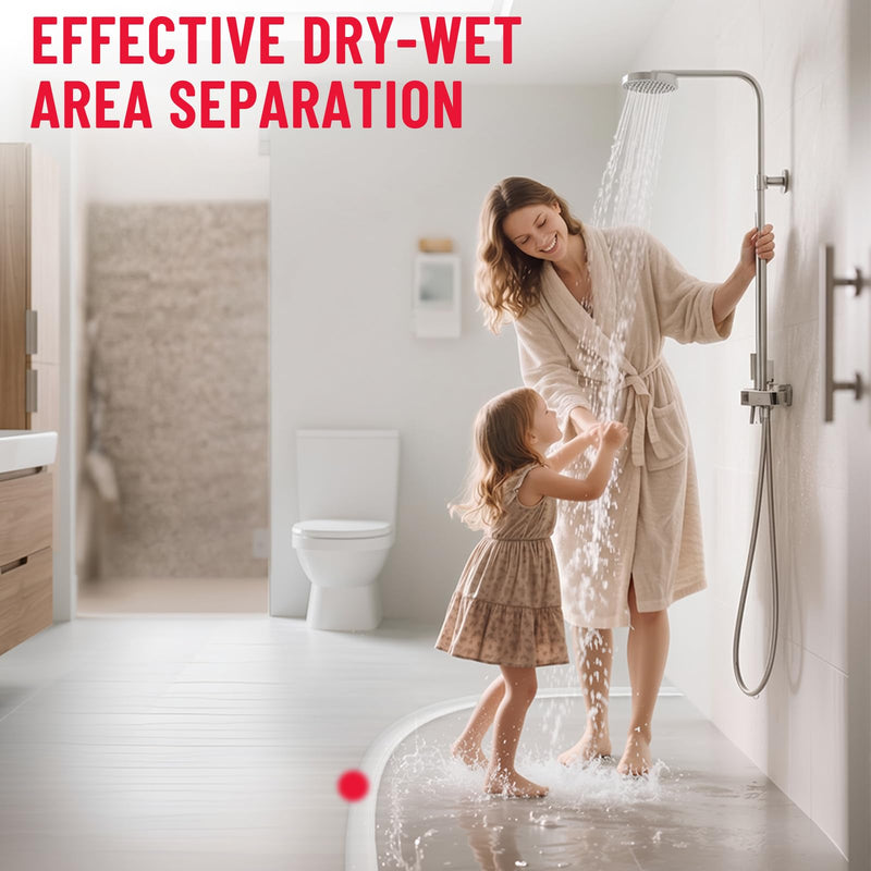 Shower Threshold Water Dam Guard - Self-Adhesive Silicone Waterproof Barrier, Leak-Proof, Flexible, Easy Installation, Customizable Length for Showers, Bathtubs, Sinks, and Countertops by Hzetuu 98inch Transparent
