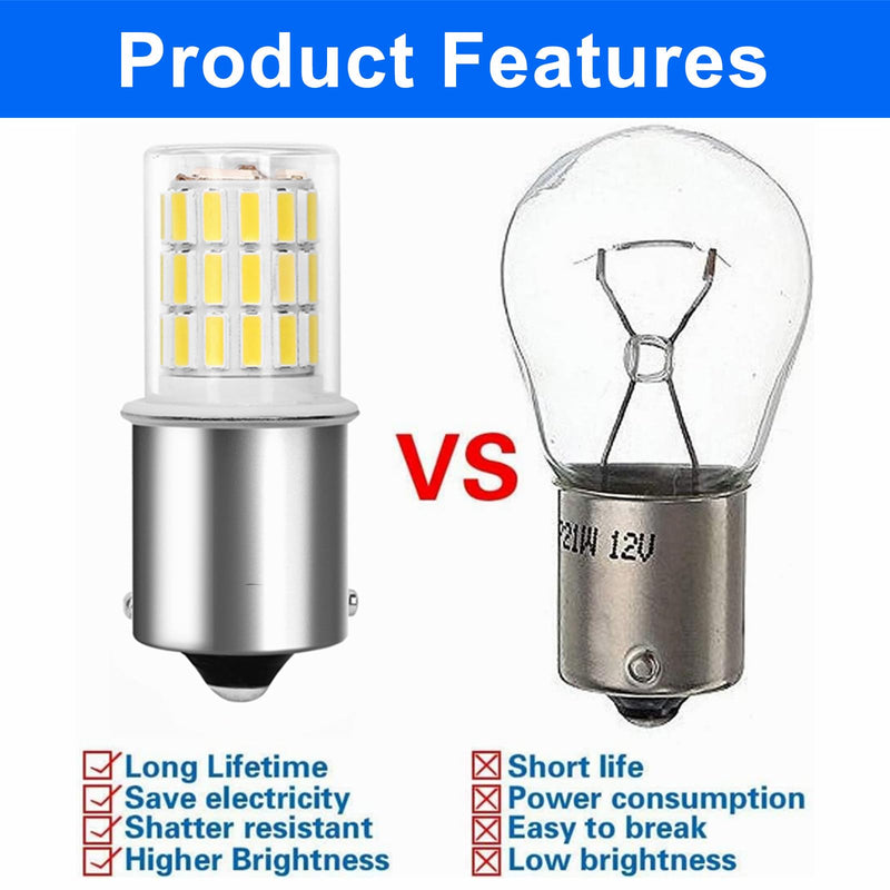 1156 Ba15s 12V 24V 3w LED Light Bulb 6000K Daylight White, 1141 S8 Bayonet Bulb Socket Single Contact, for Landscape, RV, Boat Mower Lawn Tractors, Reversing lights. Pack of 3 ba15s 12v White