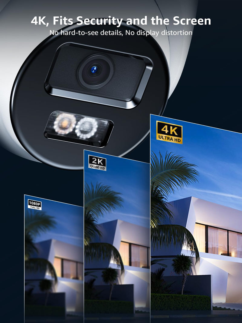 ANNKE C800 4K PoE Security Camera with AI Human/Vehicle Detection, IP Cam with Audio,Wide Angle, Remote Access, Spotlight Night Vision, IP67 Waterproof, H.265+, Support up to 512GB TF Card C800 1 Pcs