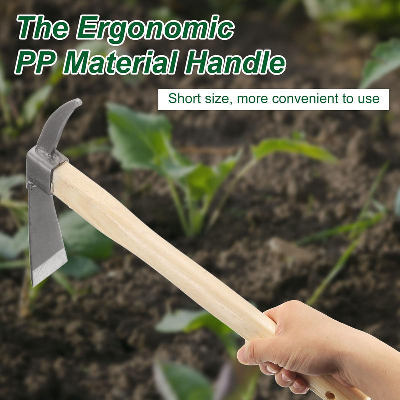 HARFINGTON Garden Hoe Pick 15" Steel Axe Planting Hoe Tool Anti-Rust with Non-Slip Wooden Handle Garden Shovel for Backyard Digging Loosening Camping Planting Weeding