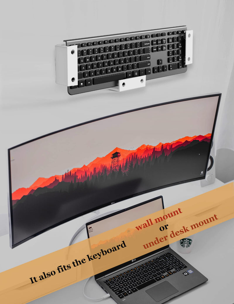 Under Desk Laptop Holder MacBook Drawer Mount for Keyboard & Small Devices Also Fit for Cable Box Wall Mount Tray Organizer Like Routers, Modems, Network Switch and (White) White