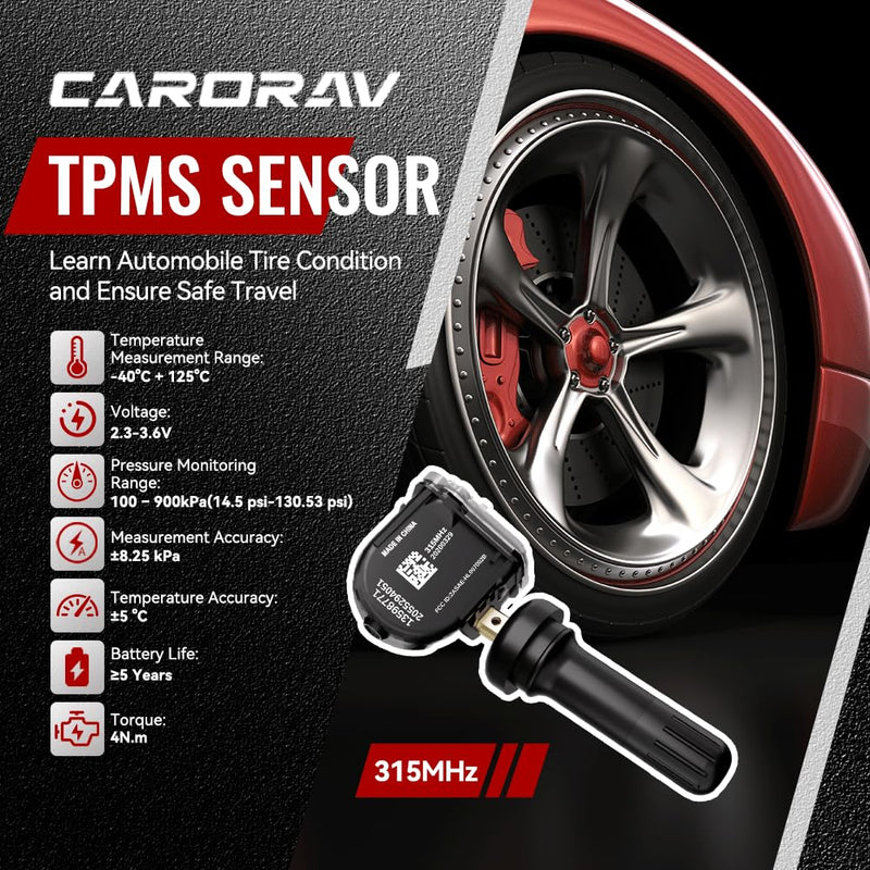 TPMS Sensor GM, Tire Pressure Monitoring System Sensor fit for Buick Chevy Cadillac GMC- Silverado Equinox Tahoe Traverse Replaces 13598771 13598772 13586335 13581558 4-Pack