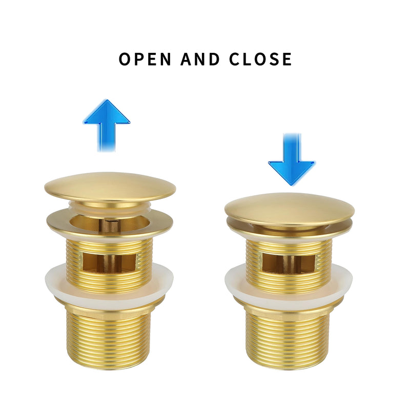 Brass Freestanding Tub Drain, Pop Up Freestanding Tub Drain Plug, Fits Most Freestanding Tub Drain Kits (Brushed Gold) Brushed Gold