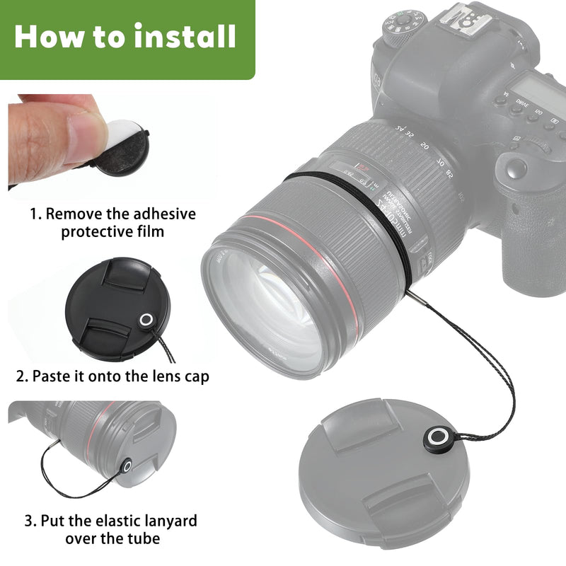 5 Pack Lens Cap Leash Strap with Elastic String, Lenses Caps Keeper | Camera Lens Cap Leash Holder for Mirrorless Camera Lenses