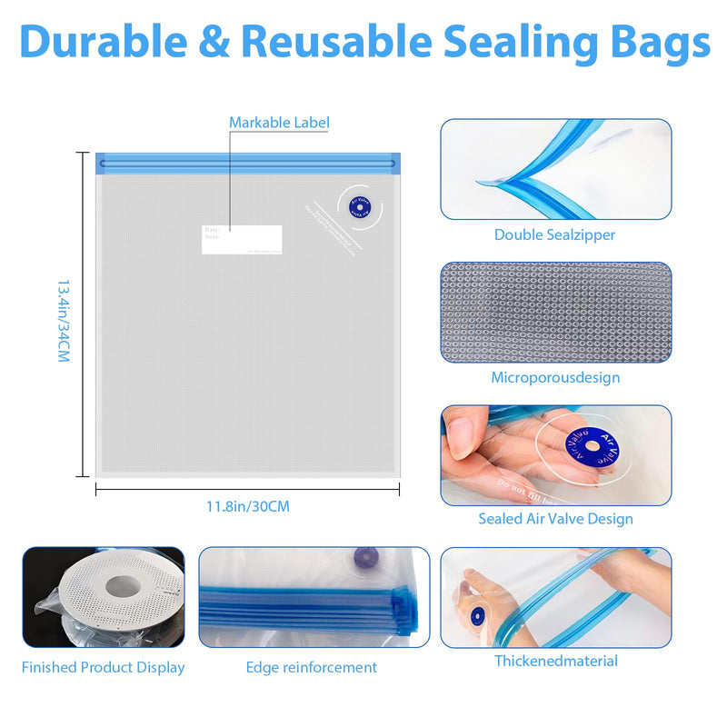 AONEGOLD 3D Printer Filament Storage Bags Vacuum Storage Bags Kit 3D Printer Accessories with 30 Storage Bags (12.6x13.4 inch) 30 Desiccants, Auto Pump, 6 Sealing Clips, Dust Proof, Humidity Resistant