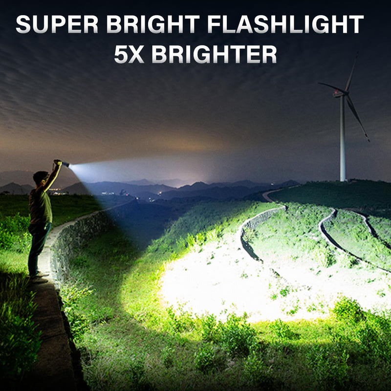 AKNEAR Rechargeable LED Flashlight 99000 High Lumens, Super Bright Flashlights with Zoomable & USB C Rechargeable & 5 Light Mode & IPX-7 Waterproof, Powerful Flash Light for Home, Hiking, Camping 2 Pack Standard Display