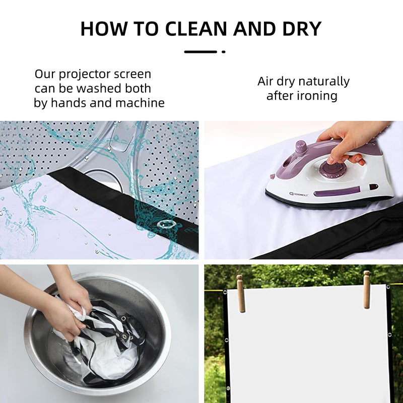 Projector Screen 100 Inch Front and Rear Projector Screen & Cosmetics Bag Bundle for Home Garden Office and Outdoor Projection