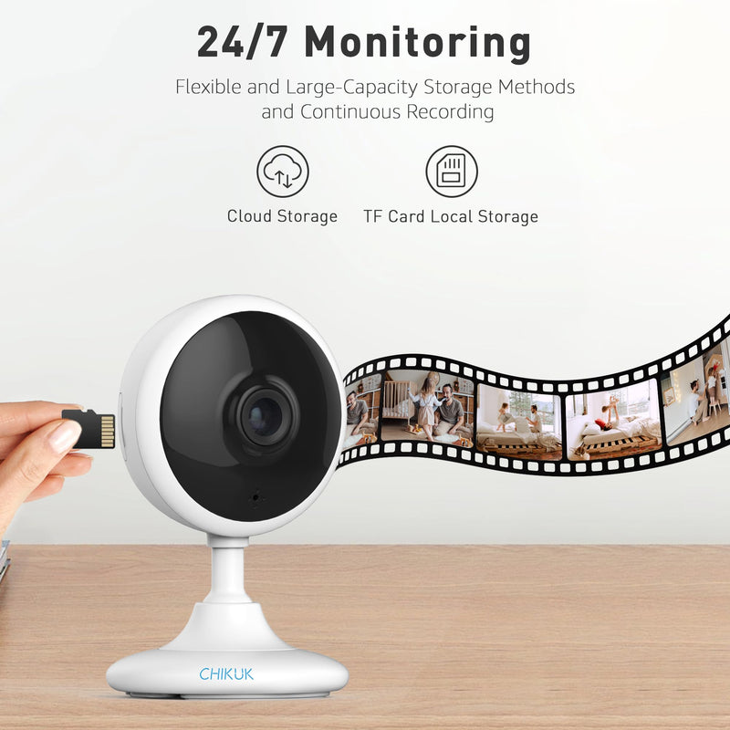 Indoor Security Cameras, 2k WiFi Home Camera with Night Vision, 2-Way Talk, Elder/Pet Cam, Baby Monitor with Smart Motion Detection, Cloud & SD Card Storage, Works w/Alexa, 2pcs 2 Pack