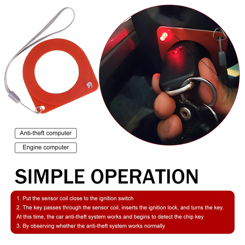 2 PCS Car Key ECU Test Coil, ABS Automatic Ignition Coil Tester for Checking The Lock Ring, Auto Key Lock Chip Antenna Tester, Anti-Theft Auto Diagnostic Tool, Universal for Most Cars (Red)