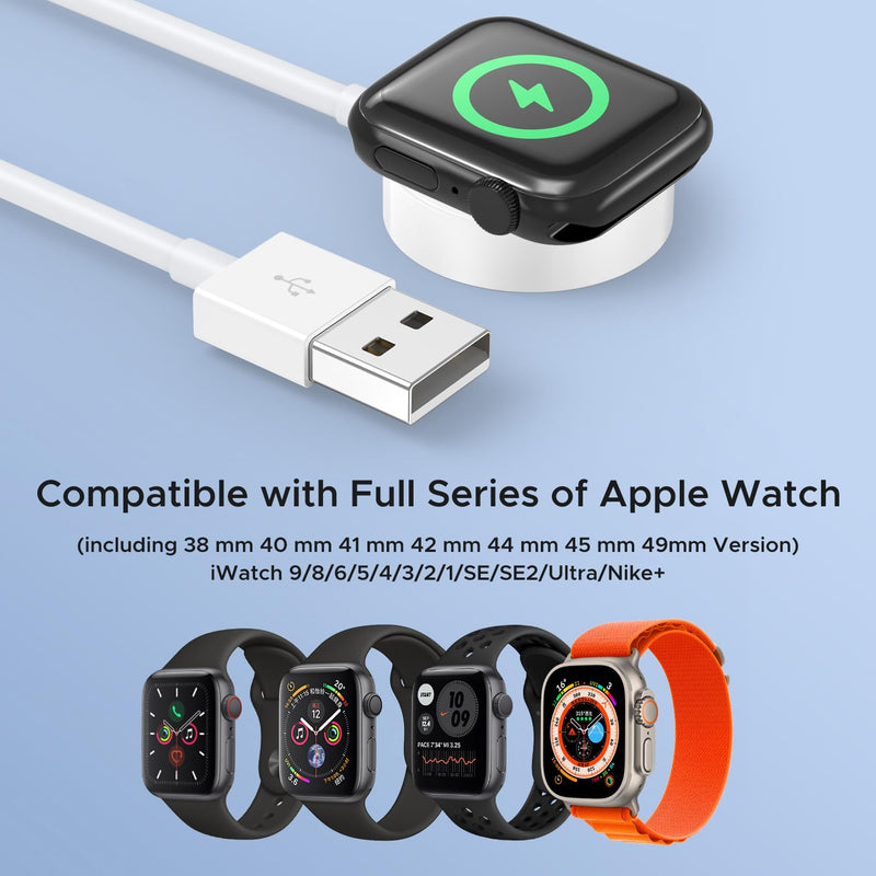 𝟐𝐏𝐚𝐜𝐤 𝐔𝐩𝐠𝐫𝐚𝐝𝐞𝐝 for Apple Watch Charger, Magnetic Wireless iWatch Charger Fast Charging Cordless Travel Cable 3.3FT Compatible with iWatch Series Ultra 9/8/7/6/SE/SE2/5/4/3/2/1