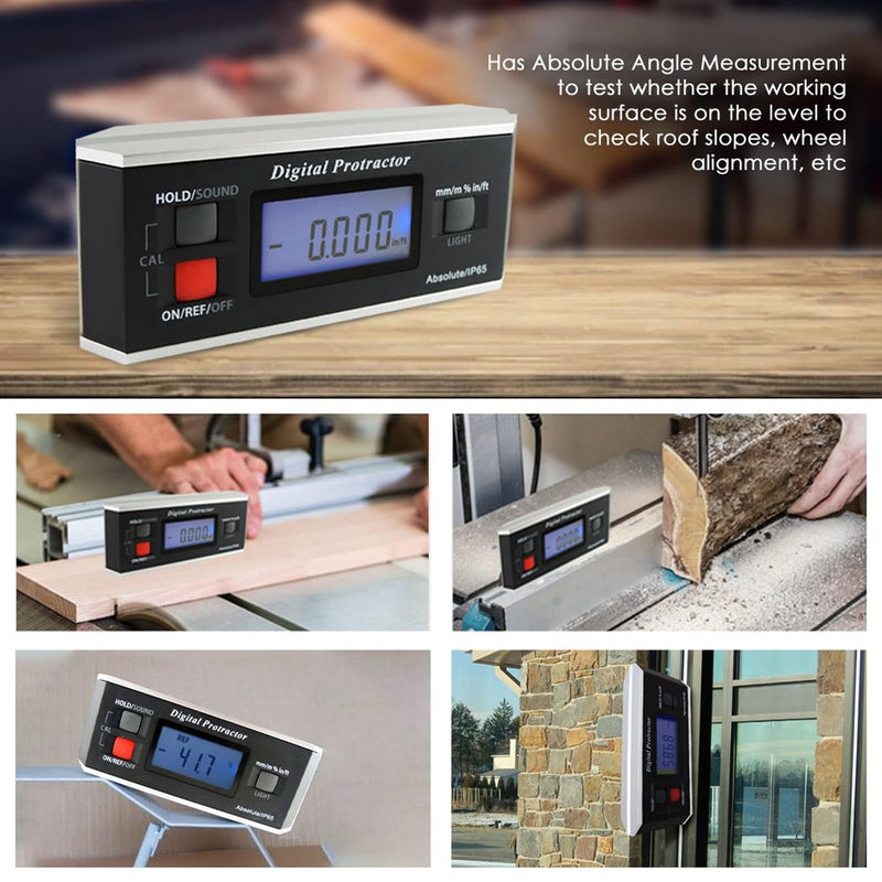 Digital Angle Finder Magnetic Protractor Inclinometer Angle Level Meter Tool Digital Protractor Bevel Gauge for Woodworking, Table Saw, Construction V-Groove 0~360 degree with Backlight